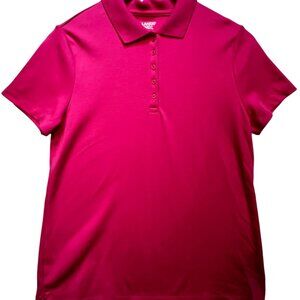 Lands' End Women's Performance Polo Shirt Stretch Size M 10-12 Pink Short Sleeve